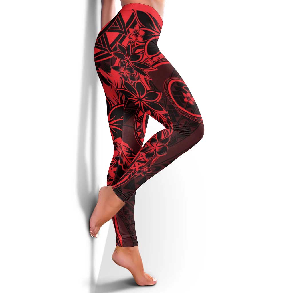 Polynesian Sunset Plumeria Leggings Red Polynesian Tattoo - Polynesian Pride