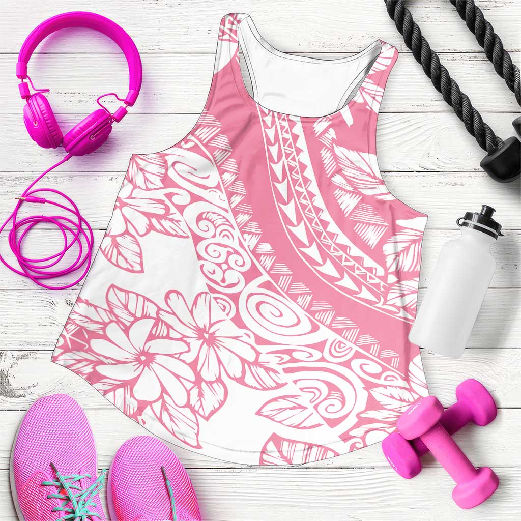 Polynesian Tiare Flower Pink Pastel Women Racerback Tank