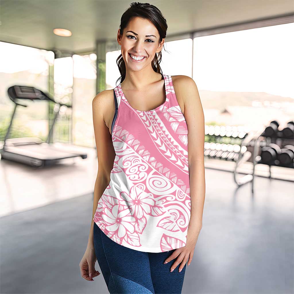 Polynesian Tiare Flower Pink Pastel Women Racerback Tank
