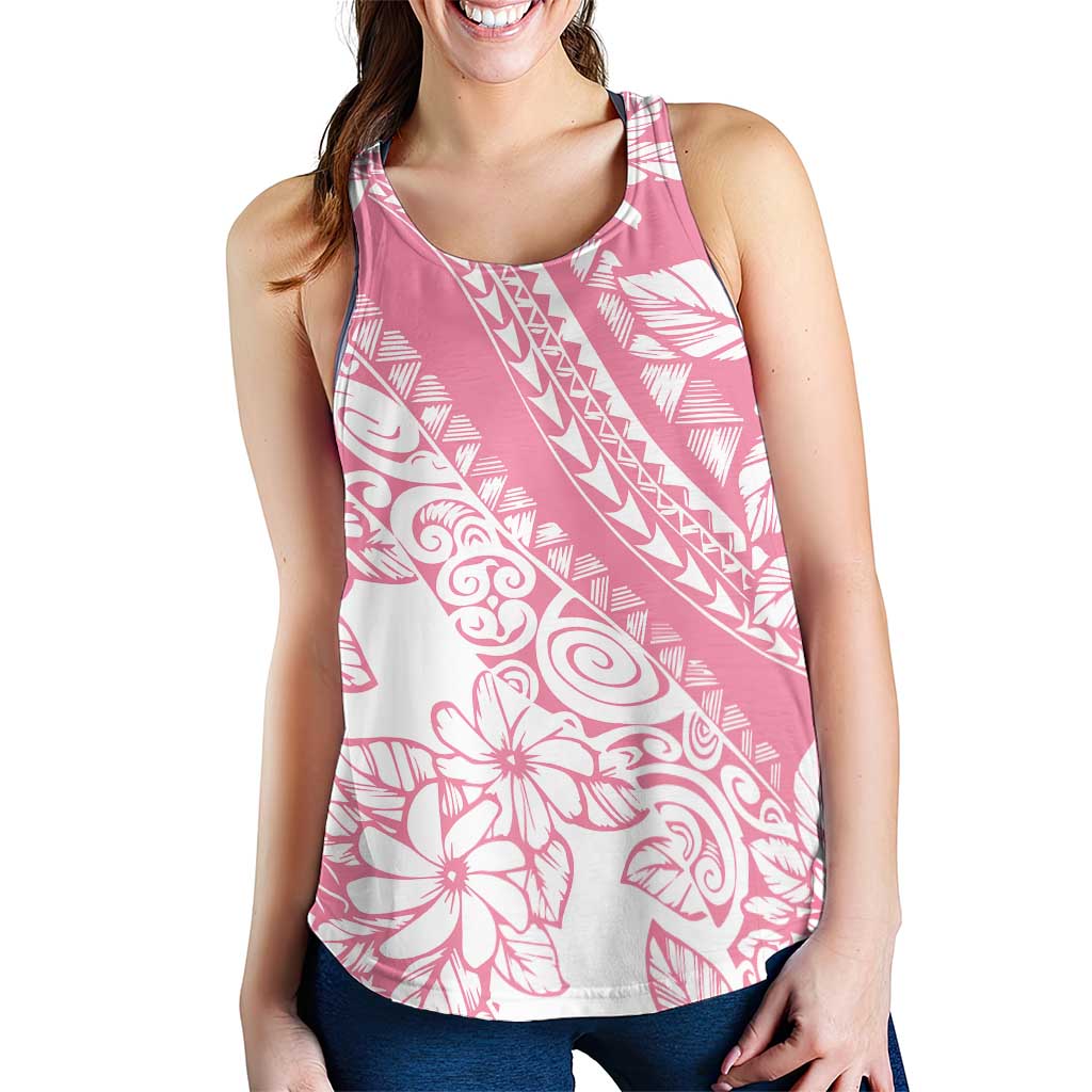 Polynesian Tiare Flower Pink Pastel Women Racerback Tank