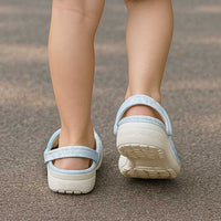 Polynesian Tiare Monstera Baby Blue Clogs Shoes Liquid Style - Polynesian Pride