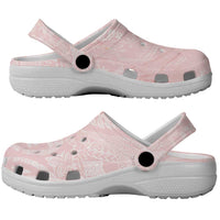 Polynesian Tiare Monstera Soft Pink Clogs Shoes Liquid Style - Polynesian Pride
