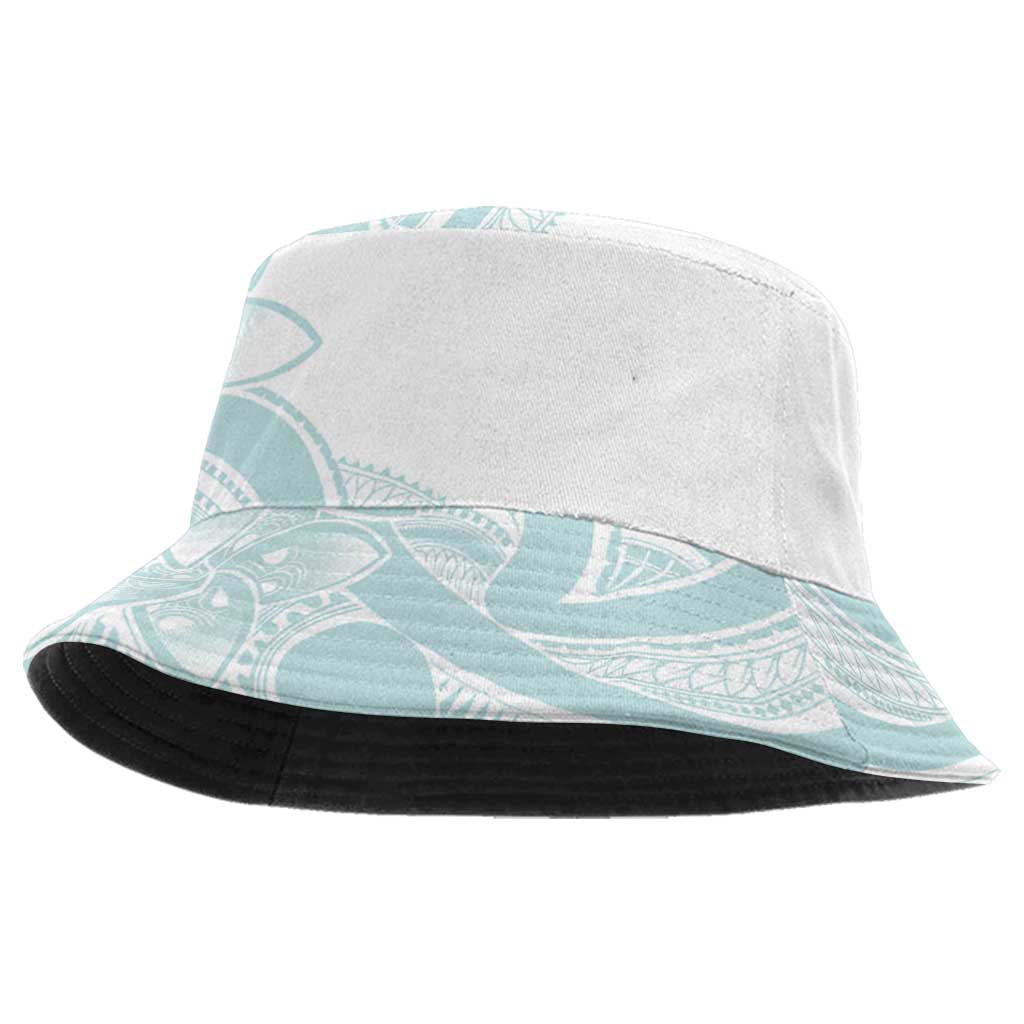 Polynesian Tribal Plumeria Lotu Tamaiti Bucket Hat Pastel Cyan - Polynesian Pride