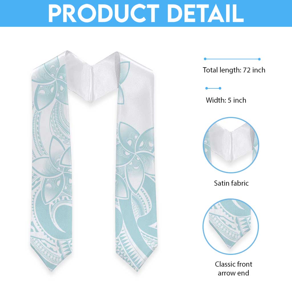 Polynesian Tribal Plumeria Lotu Tamaiti Graduation Stole Pastel Cyan - Polynesian Pride