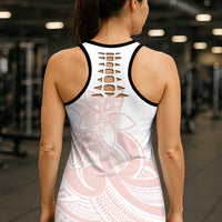 Polynesian Tribal Plumeria Lotu Tamaiti Hollow Tank Top Pastel Blush - Polynesian Pride