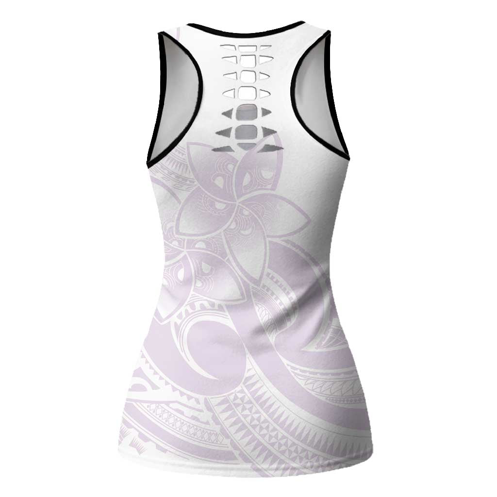 Polynesian Tribal Plumeria Lotu Tamaiti Hollow Tank Top Pastel Mauve - Polynesian Pride