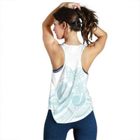 Polynesian Tribal Plumeria Lotu Tamaiti Women Racerback Tank Pastel Cyan - Polynesian Pride