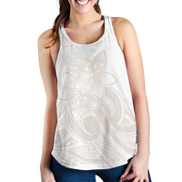 Polynesian Tribal Plumeria Lotu Tamaiti Women Racerback Tank Pastel Nude - Polynesian Pride