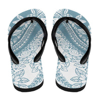 Polynesian Tropical Flowers Blue Pastel Vibes Flip Flops - Polynesian Pride