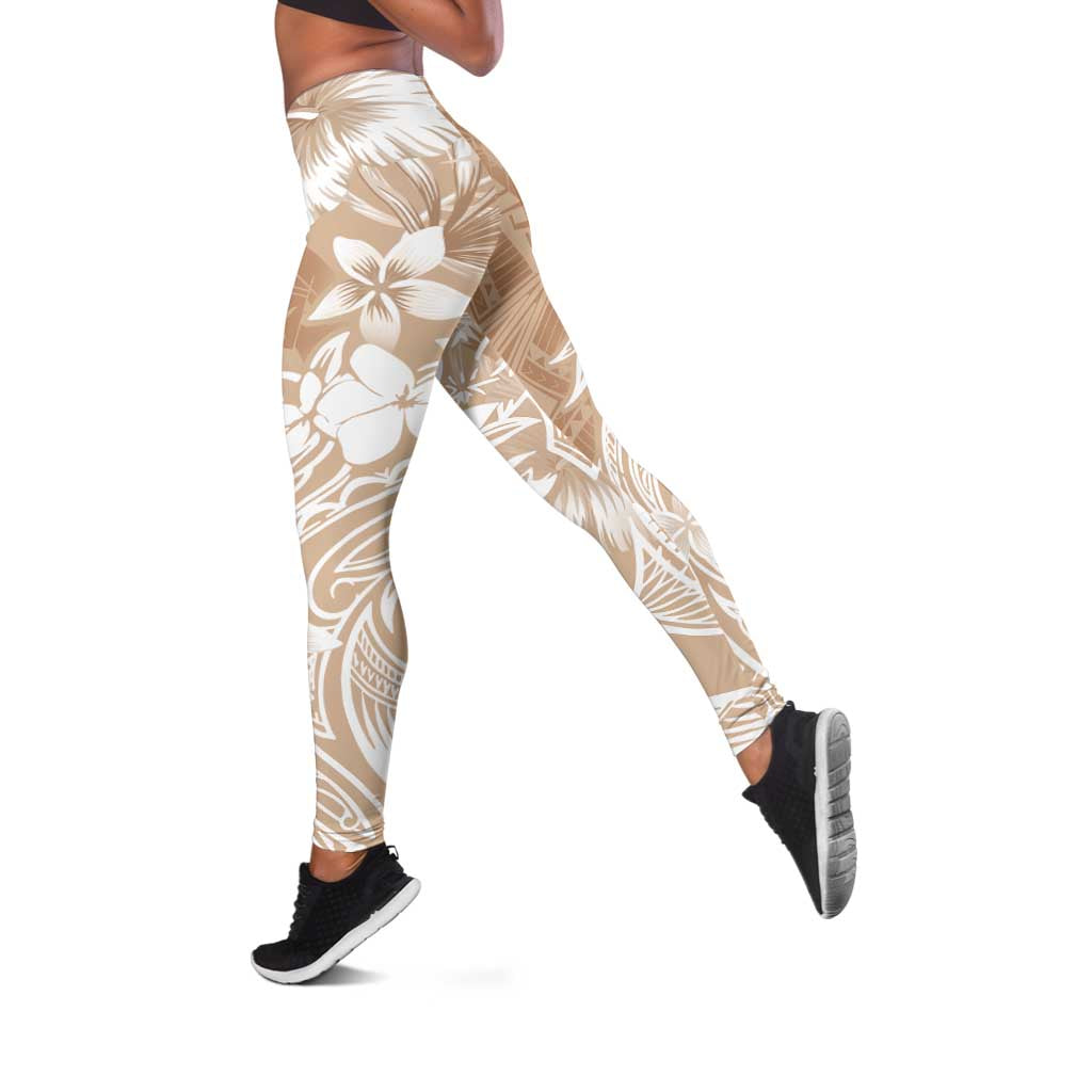 Polynesian Women's Day Leggings Plumeria Passion - Beige LT7