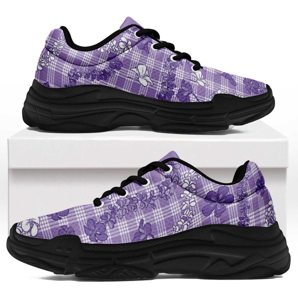 Poni Aloha Hawaii Chunky Sneakers Plumeria Lei With Palaka Motif - Polynesian Pride