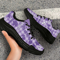 Poni Aloha Hawaii Chunky Sneakers Plumeria Lei With Palaka Motif - Polynesian Pride