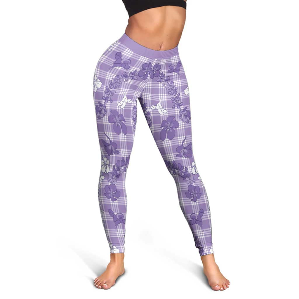 Poni Aloha Hawaii Leggings Plumeria Lei With Palaka Motif - Polynesian Pride