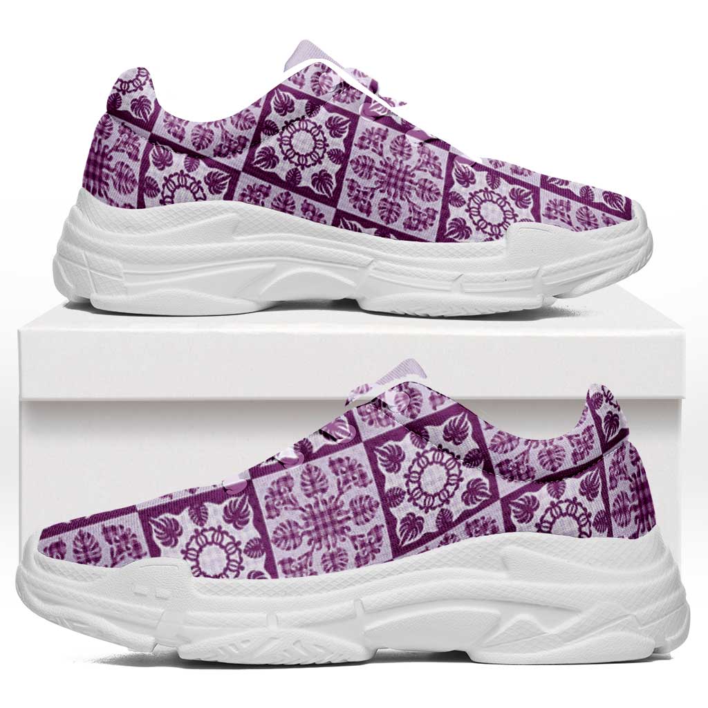 Poni Palaka Quilt Hawaii Chunky Sneakers Hawaiian Tropical Monstera Sea Turtle
