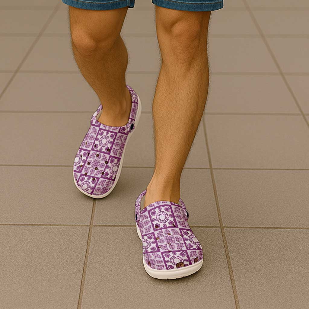 Poni Palaka Quilt Hawaii Clogs Shoes Hawaiian Tropical Monstera Sea Turtle