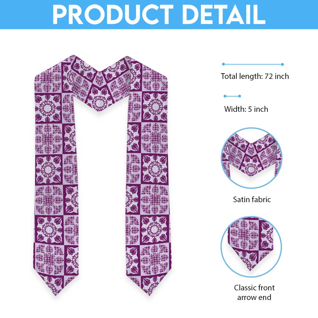 Poni Palaka Quilt Hawaii Graduation Stole Hawaiian Tropical Monstera Sea Turtle
