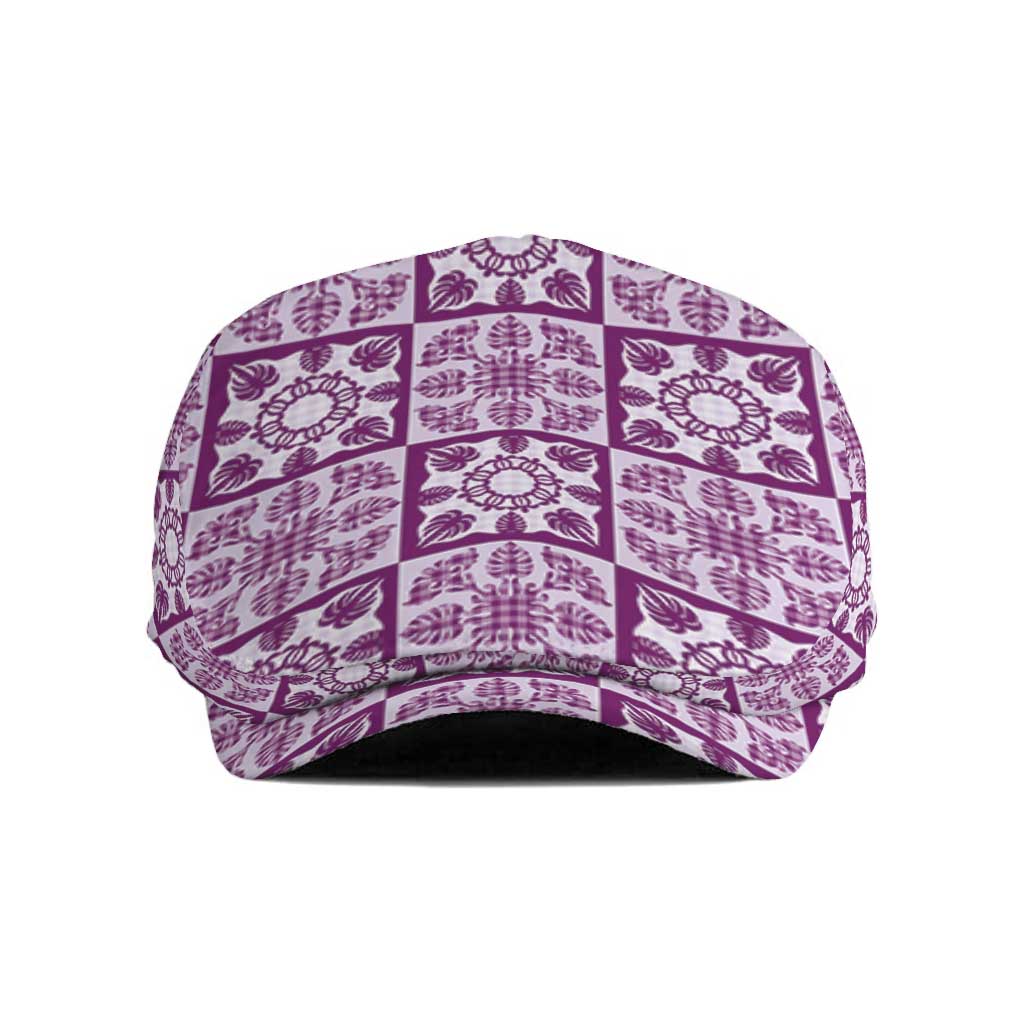 Poni Palaka Quilt Hawaii Jeff Hat Hawaiian Tropical Monstera Sea Turtle LT14 Purple - Polynesian Pride