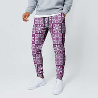 Poni Palaka Quilt Hawaii Jogger Pants Hawaiian Tropical Monstera Sea Turtle