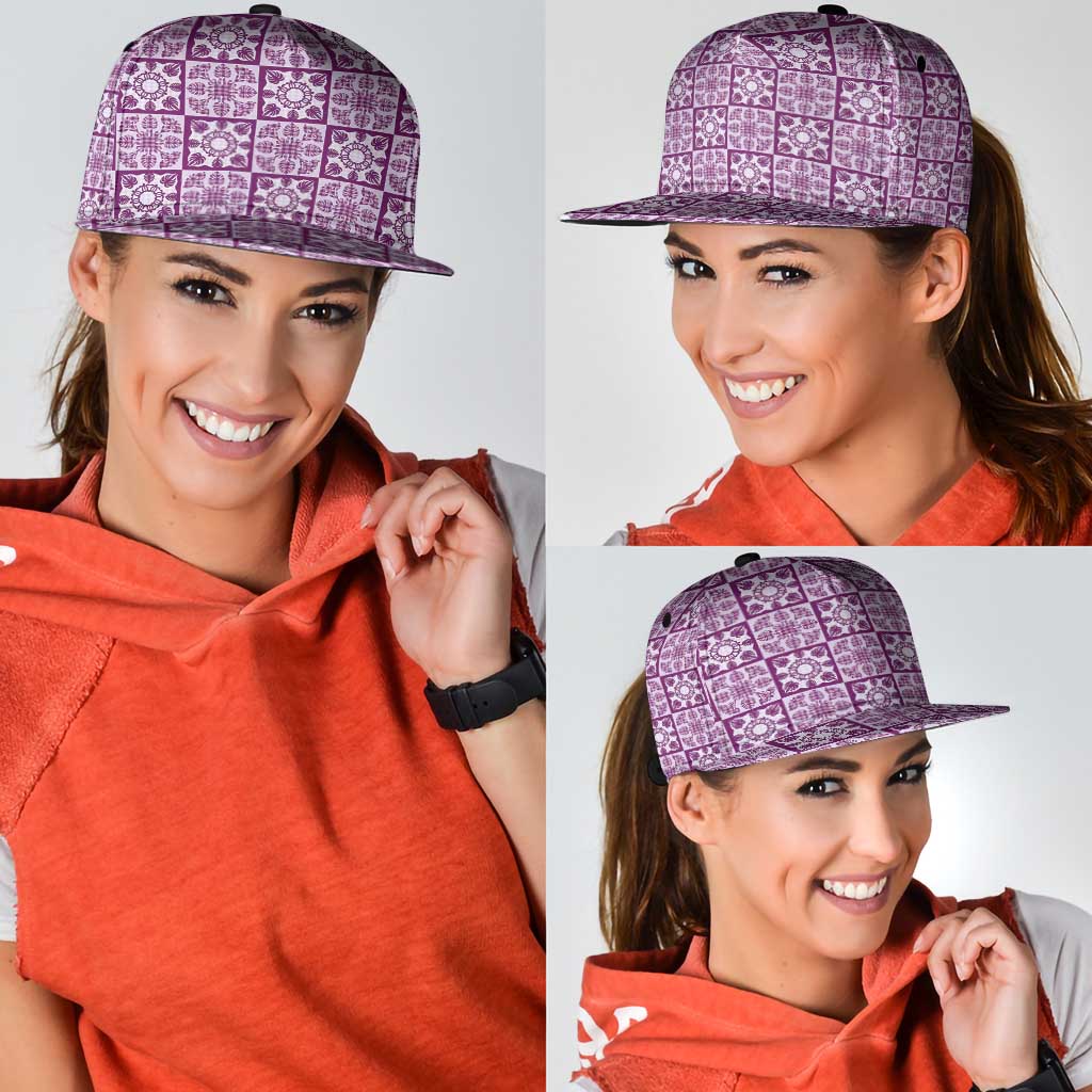 Poni Palaka Quilt Hawaii Snapback Cap Hawaiian Tropical Monstera Sea Turtle