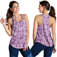 Poni Palaka Quilt Hawaii Women Racerback Tank Hawaiian Tropical Monstera Sea Turtle LT14 - Polynesian Pride