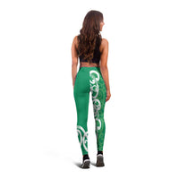 Pounamu Green Maori Leggings Koru Kowhaiwhai