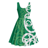 Pounamu Green Maori Midi Dress Koru Kowhaiwhai LT7 - Polynesian Pride