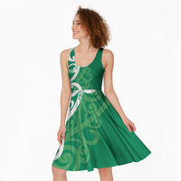 Pounamu Green Maori Midi Dress Koru Kowhaiwhai LT7 - Polynesian Pride