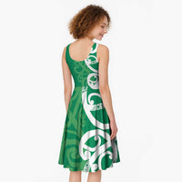 Pounamu Green Maori Midi Dress Koru Kowhaiwhai LT7 - Polynesian Pride
