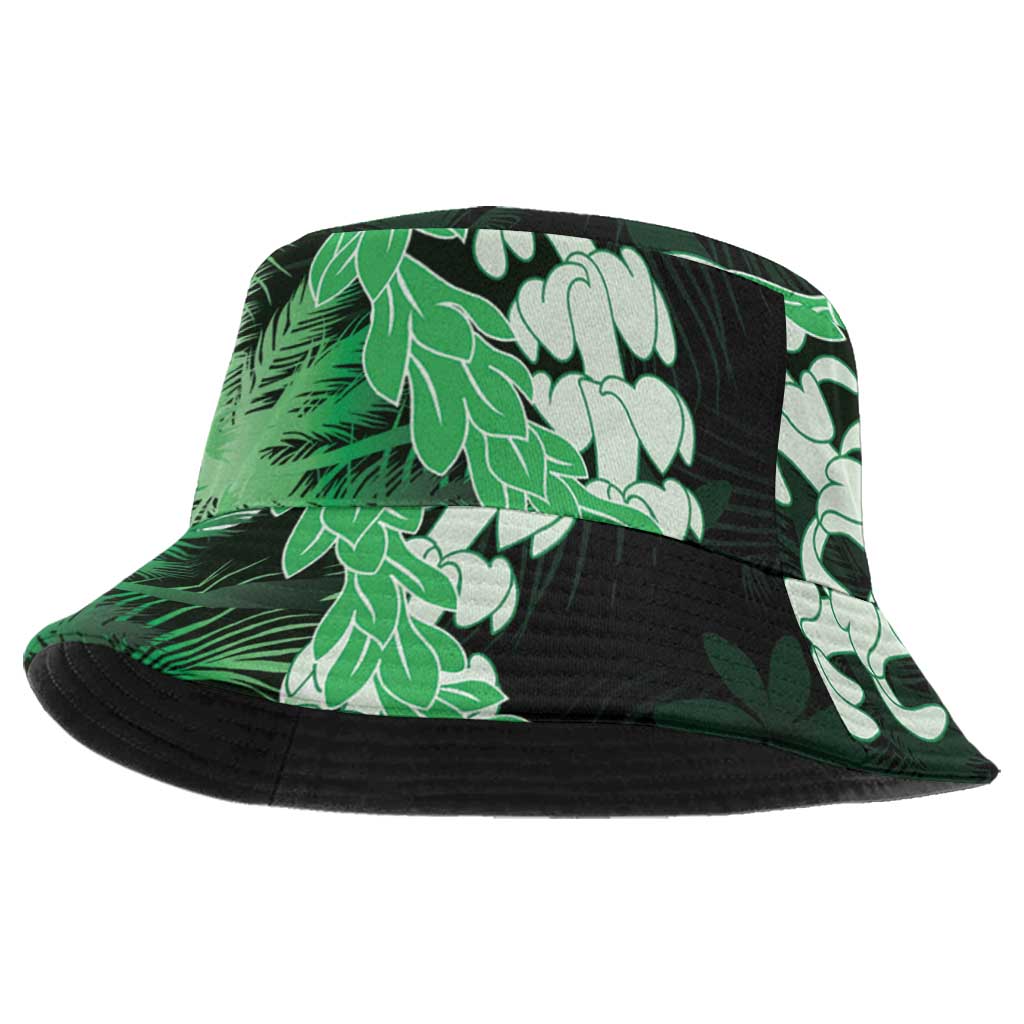 Puakenikeni Maile Lei Bucket Hat Frangipani Green Tropical Leaves