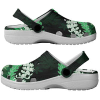 Puakenikeni Maile Lei Clogs Shoes Frangipani Green Tropical Leaves