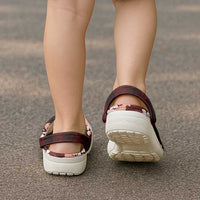 Puakenikeni Maile Lei Clogs Shoes Frangipani Red Tropical Leaves