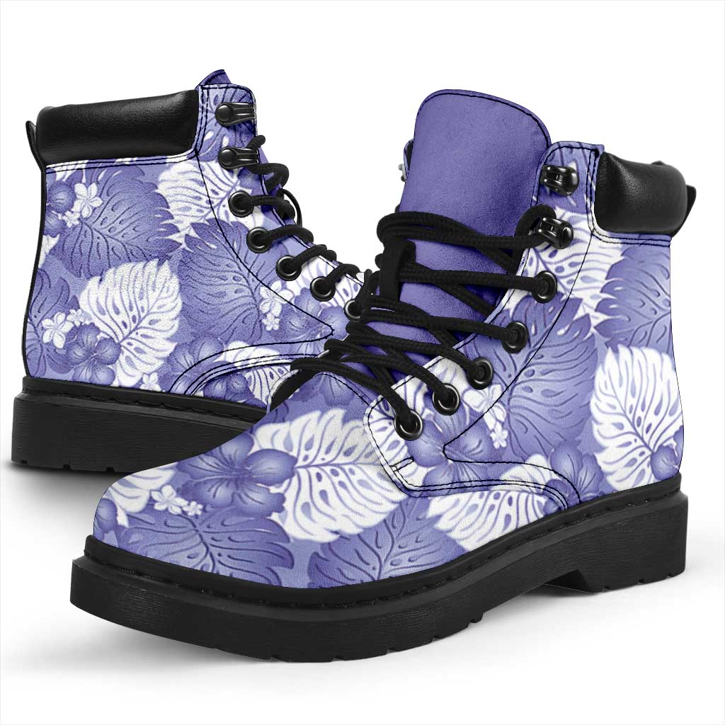 Purple Aloha Hawaii All Season Boots Monstera Hibiscus Plumeria Seamless Vibes - Polynesian Pride