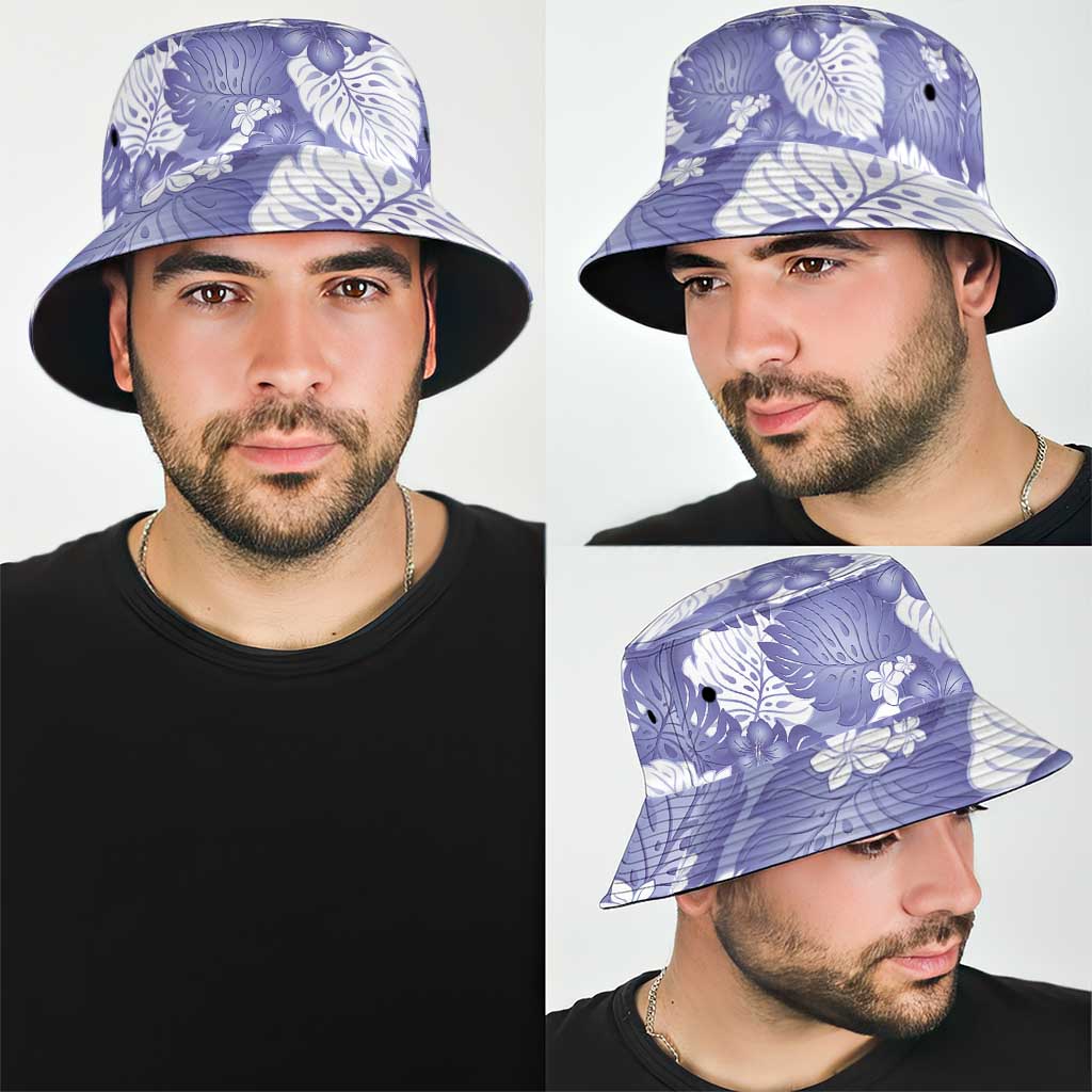 Purple Aloha Hawaii Bucket Hat Monstera Hibiscus Plumeria Seamless Vibes - Polynesian Pride