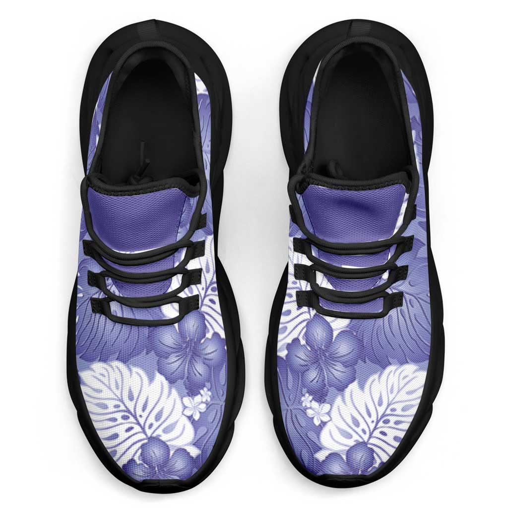 Purple Aloha Hawaii Clunky Sneakers Monstera Hibiscus Plumeria Seamless Vibes - Polynesian Pride