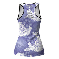 Purple Aloha Hawaii Hollow Tank Top Monstera Hibiscus Plumeria Seamless Vibes - Polynesian Pride