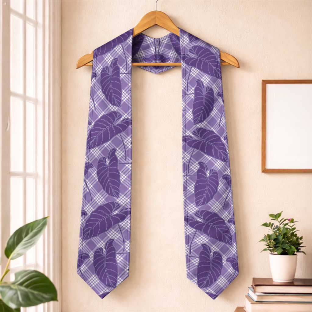 Purple Hawaii Kalo Palaka Motifs Graduation Stole Hawaiian Taro Leaves Elegant Vibes