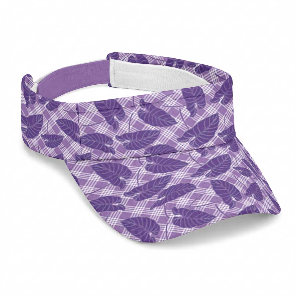 Purple Hawaii Kalo Palaka Motifs Sun Visor Cap Hawaiian Taro Leaves Elegant Vibes