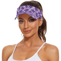 Purple Hawaii Kalo Palaka Motifs Sun Visor Cap Hawaiian Taro Leaves Elegant Vibes