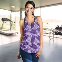 Purple Hawaii Kalo Palaka Motifs Women Racerback Tank Hawaiian Taro Leaves Elegant Vibes