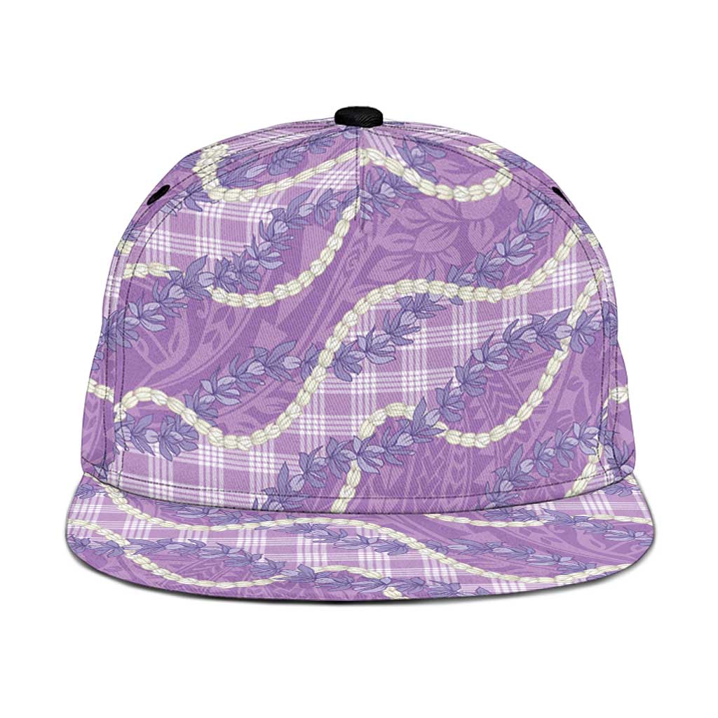 Purple Hawaii Palaka Honohono Pikake Snapback Cap Hawaiian Orchid Lei Polynesian Pattern - Polynesian Pride