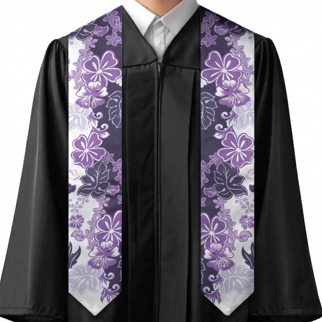 Purple Hibiscus Plumeria Floral Graduation Stole