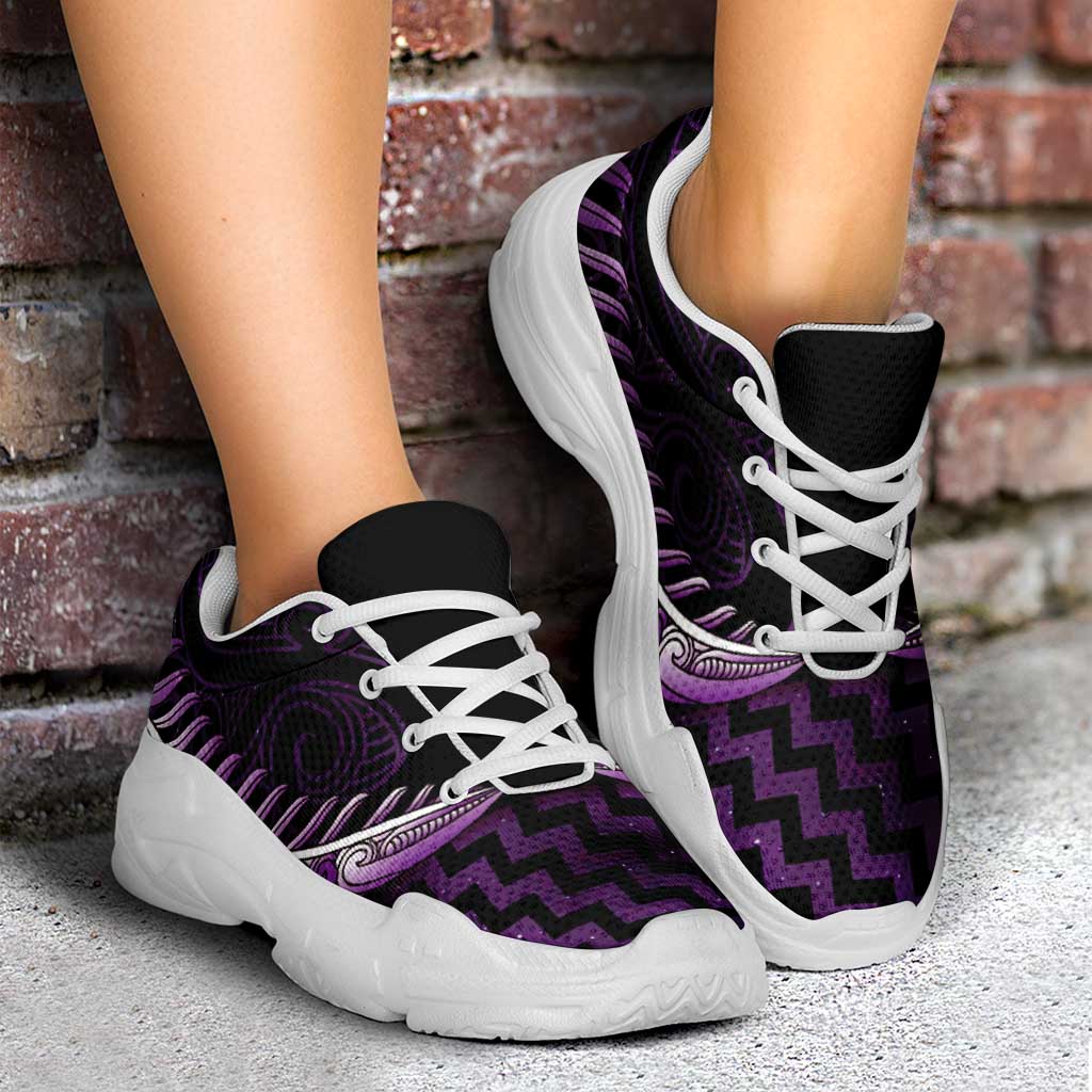 Purple Matariki New Zealand Chunky Sneakers Maori Poutama Galaxy Vibes