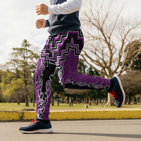 Purple Niho Taniwha Mix Poutama Jogger Pants Unique Taniko Aotearoa - Polynesian Pride