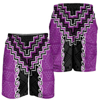 Purple Niho Taniwha Mix Poutama Shorts for Men Unique Taniko Aotearoa LT01 - Polynesian Pride