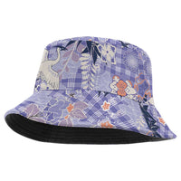 Purple Palaka Crane and Flowers Bucket Hat Japan Heritage Spirit - Polynesian Pride