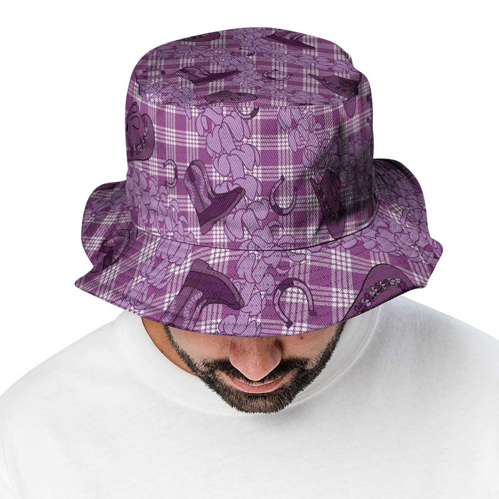 Purple Palaka Hawaii Cowboy Bucket Hat Puakenikeni Lei Paniolo Papale Seamless Vibes - Polynesian Pride