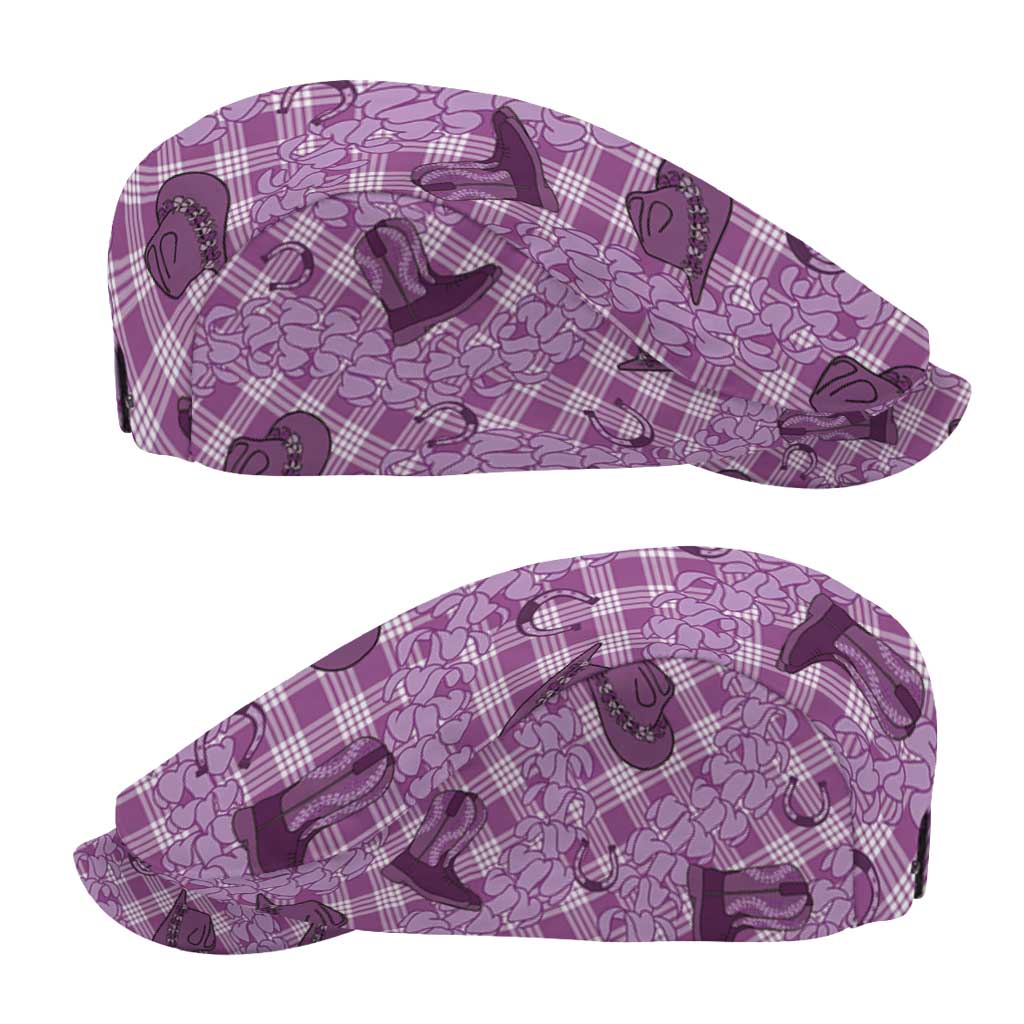 Purple Palaka Hawaii Cowboy Jeff Hat Puakenikeni Lei Paniolo Papale Seamless Vibes - Polynesian Pride