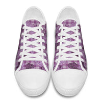 Purple Palaka Hawaii Cowboy Low Top Shoes Puakenikeni Lei Paniolo Papale Seamless Vibes - Polynesian Pride