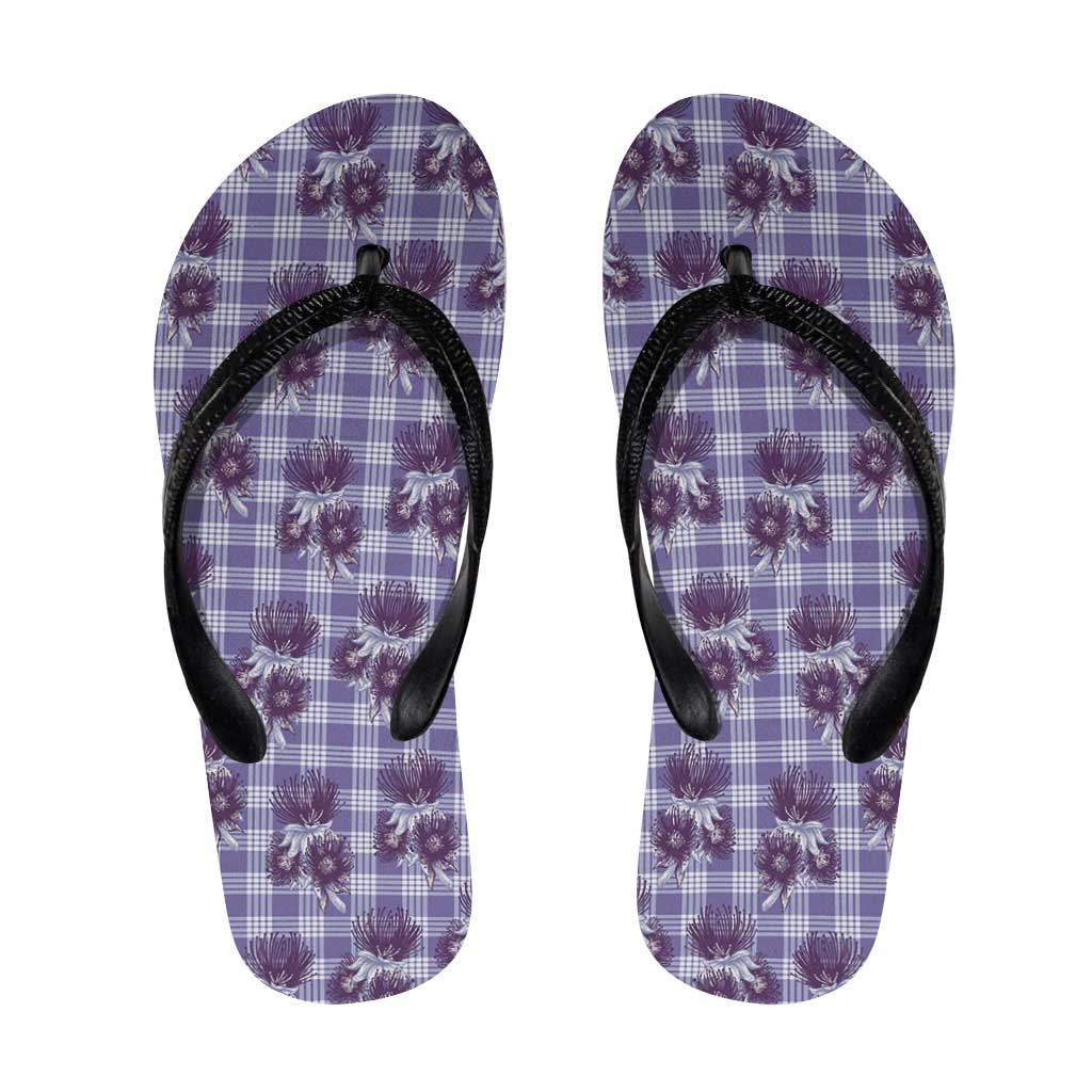 Purple Palaka Hawaii Flip Flops Hawaiian Lehua Blossoms