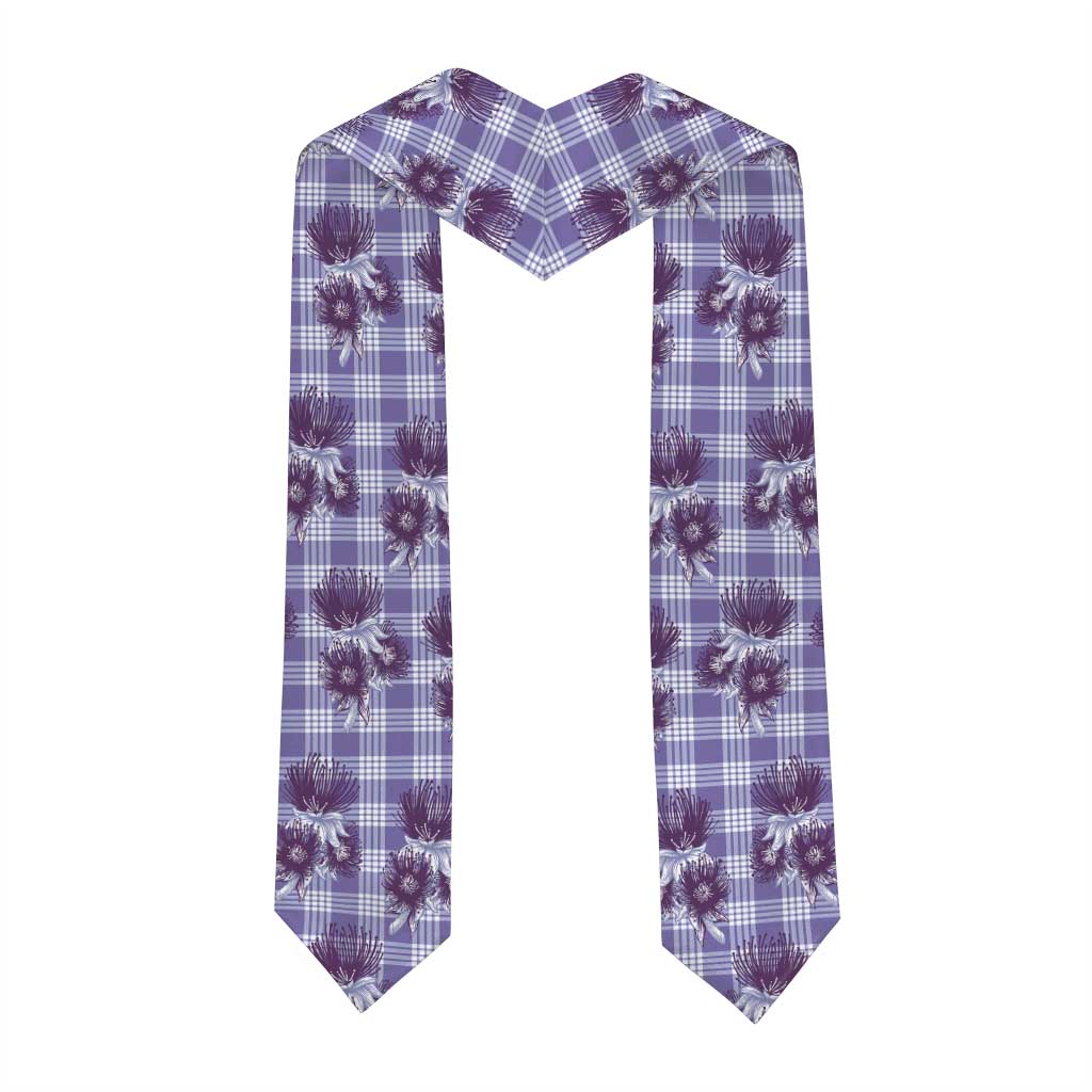 Purple Palaka Hawaii Graduation Stole Hawaiian Lehua Blossoms
